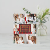 赤金ゴールドプレイド6枚の写真コラージュクリスマス 箔シーズンポストカード (立ち正面)