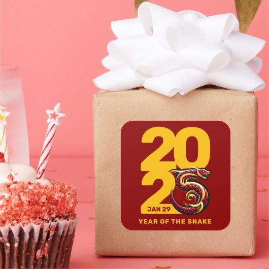 赤金ゴールドヘビの年2025 スクエアシール (パーティー)