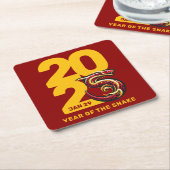 赤金ゴールドヘビの年2025 スクエアペーパーコースター (アングル)