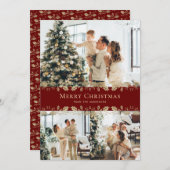 赤金ゴールドホリエレガントー写真メリークリスマスカード シーズンカード (正面/裏面)