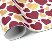 赤金ゴールドホワイトバレンタインデーハート ラッピングペーパー (ロールコーナー)