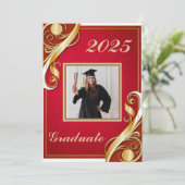 赤金ゴールドホワイト卒業2025 招待状 (スタンド正面)