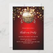 赤金ゴールドボーブルヴィンテージ星クリスマスパーティー 招待状 (正面)