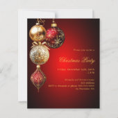 赤金ゴールドボーブルQRコードクリスマスパーティの招待状 (正面)