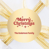 赤金ゴールドメリークリスマス ラウンドシール