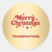 赤金ゴールドメリークリスマス ラウンドシール (正面)