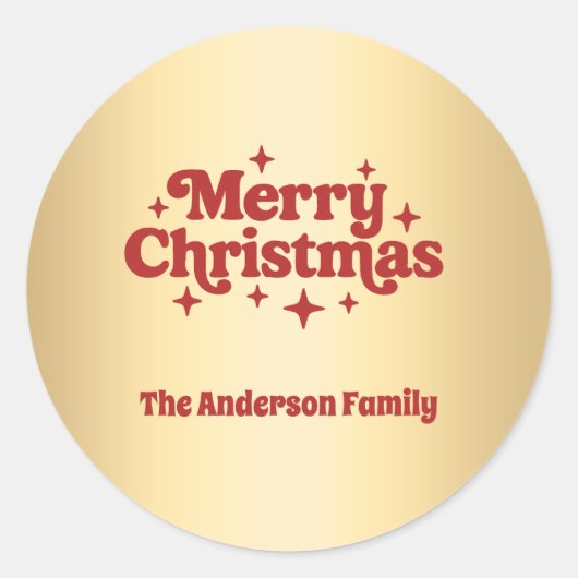 赤金ゴールドメリークリスマス ラウンドシール (正面)