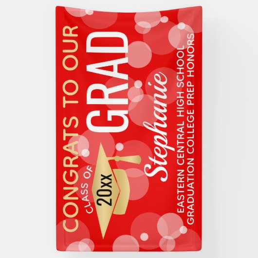 赤金ゴールドモダンバブルおめでとう卒業 横断幕 (縦)