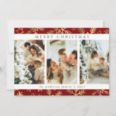 赤金ゴールドモダンメリークリスマスフォトコラージュ シーズンカード (正面)