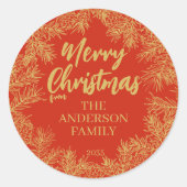 赤金ゴールドモダン植物性クリエレガントスマス ラウンドシール (正面)