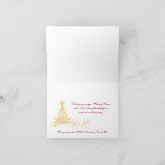 赤金ゴールドライトツリー企業のシーズンの挨拶 シーズンカード (内部)