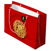 赤金ゴールドラビットペーパー中国のカット新年2023 LG ラージペーパーバッグ (正面アングル)