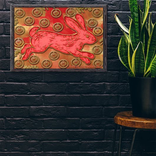 赤金ゴールドランタンラビット中国の2023年新年 ポスター