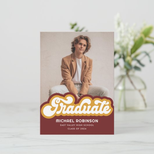 赤金ゴールドレトロ大学院写真のお知らせ 招待状 (スタンド正面)