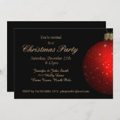 赤金ゴールドヴィンテージエレガントクリスマスオーナメントパーティー 招待状 (正面/裏面)