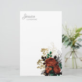 赤金ゴールドヴィンテージ水彩フローラ文房具 便箋 (スタンド正面)