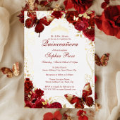 赤金ゴールドヴィンテージ蝶フローラキンセアニェラ 箔招待状