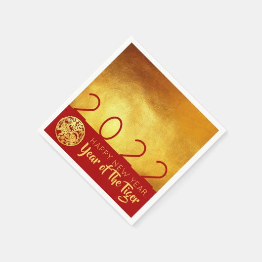 赤金ゴールド中国のタイガー紙カット2022 PN スタンダードカクテルナプキン (角)
