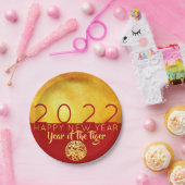赤金ゴールド中国のタイガー紙カット2022 PP ペーパープレート (パーティー)