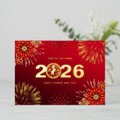 赤金ゴールド中国のハッピーニューイヤー 箔シーズンカード (立ち正面)