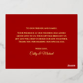 赤金ゴールド中国のフローラ結婚サンキューカード 箔シーズンポストカード (裏面)