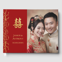 赤金ゴールド中国のフローラ結婚写真二重習氏 ゲストブック