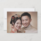 赤金ゴールド中国のフローラ結婚写真二重習氏 出欠カード (裏面)