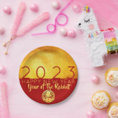 赤金ゴールド中国のラビット紙 – カット2023 PP ペーパープレート (パーティー)