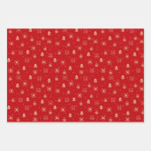 赤金ゴールド中国の新年フーフ福福報ギフト ラッピングペーパーシート (正面2)