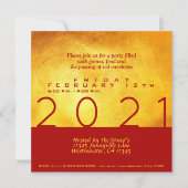 赤金ゴールド中国の牛紙カット2021パーティーSq Inv 招待状 (正面)