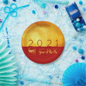 赤金ゴールド中国の牛紙カット2021 PP ペーパープレート (パーティー)
