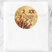 赤金ゴールド中国の花新年20XX ラウンドシール (バッグ)