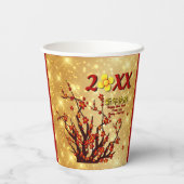 赤金ゴールド中国の花新年20XX 紙コップ (裏面)