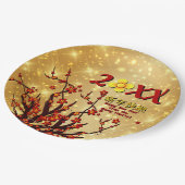 赤金ゴールド中国の花新年20XX 9" ペーパープレート (アングル)