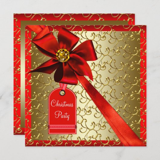 赤金ゴールド企業のパーティの招待状 招待状 (正面/裏面)