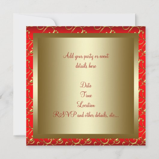 赤金ゴールド企業のパーティの招待状 招待状 (裏面)