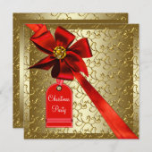 赤金ゴールド企業のパーティー 招待状 (正面/裏面)