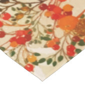 赤金ゴールド冬鳥ホリーベリーの枝 テーブルクロス (アングル)