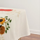 赤金ゴールド冬鳥ホリーベリーの枝 テーブルクロス (インサイチュ)