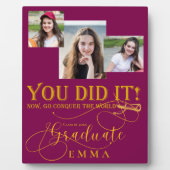 赤金ゴールド卒業写真数々の記念ギフト フォトプラーク (正面)