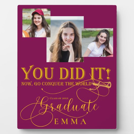 赤金ゴールド卒業写真数々の記念ギフト フォトプラーク (正面)