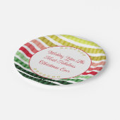 赤金ゴールド及び緑ストライプの模様状 ペーパープレート (アングル)