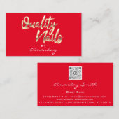 赤金ゴールド品質爪、 ネイルスクリプトフレームQRCodeロゴ 名刺 (正面/裏面)