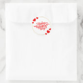 赤金ゴールド図解入りの、写真付きのモダンハッピーバレンタインデー ラウンドシール (バッグ)