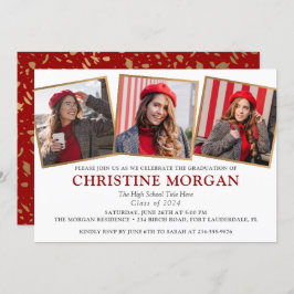 赤金ゴールド大学院写真卒業発表 招待状