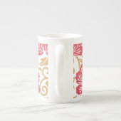 赤金ゴールド日本のフローラ着物 ボーンチャイナマグカップ (裏面)