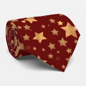 赤金ゴールド星模様の明るいモダンクリスマス ネクタイ (ロール)