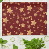 赤金ゴールド星模様メリーエレガントクリスマス キッチンタオル (折り畳み)