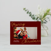 赤金ゴールド書道メリークリスマスシンプル写真 箔シーズンポストカード (立ち正面)