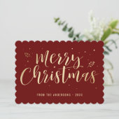 赤金ゴールド書道メリークリスマス シーズンカード (スタンド正面)